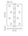 Дверная петля Morelli универсальная стальная MSN 100X70X2.5-4BB SN матовый никель
